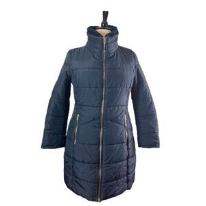 SFERA Basic Women’s Puffer Winter Coat Zip Front Fleece Collar Black Size 10